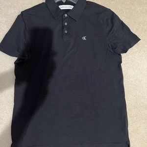 CALVIN KLEIN Mens Polo Shirt Medium Black Cotton